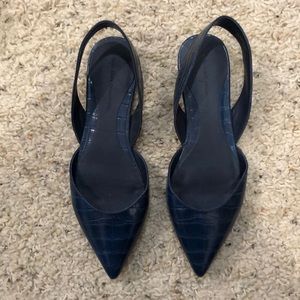 ZARA Faux Blue Exotic Leather Slingback Flats